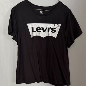 Levi's Black Tee with Silver Logo Batwing
